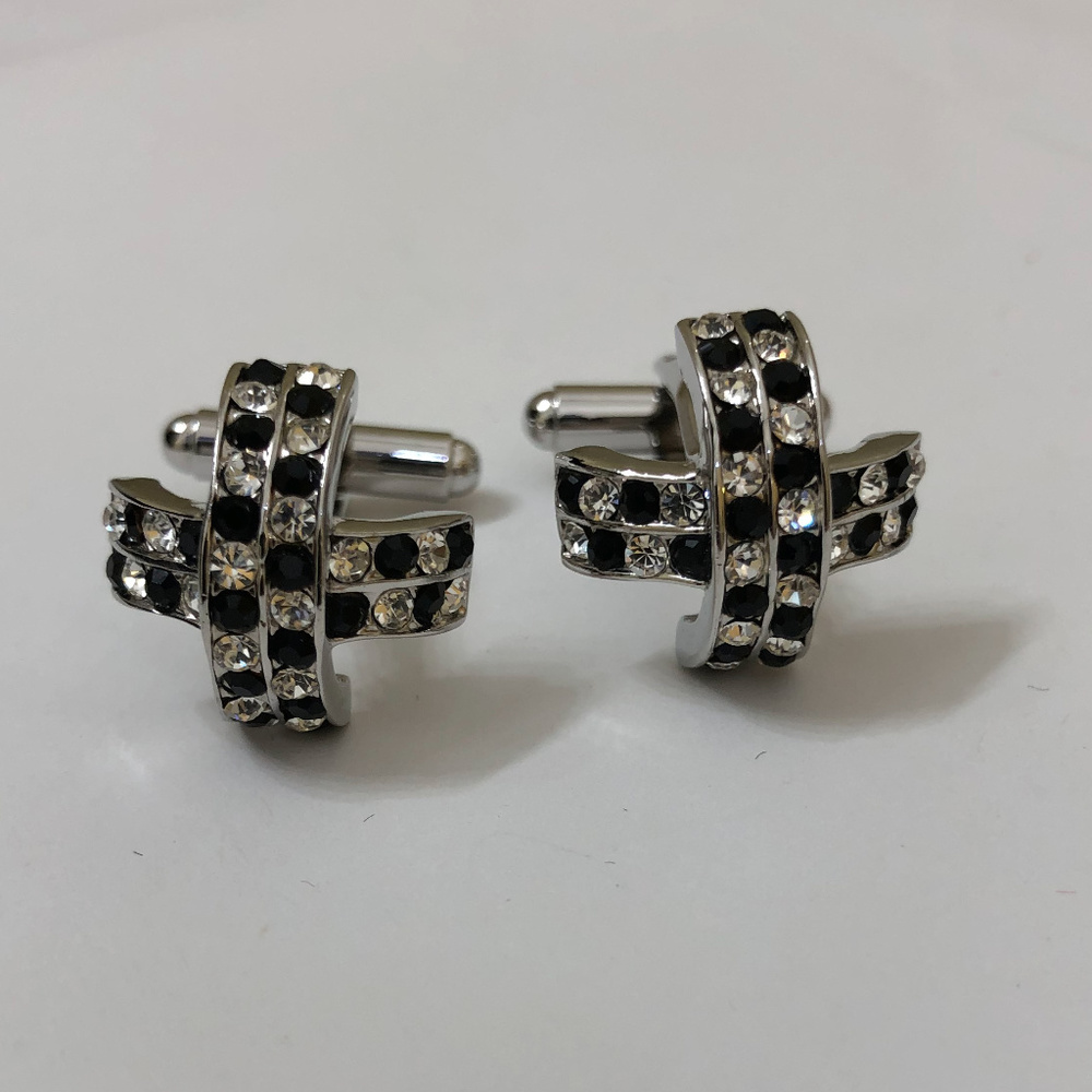 Black Rhinestone Cuff Links